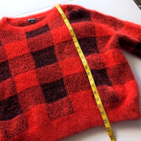 Express Buffalo Plaid Fuzzy Sweater, Size Women's Large - Picture 4 of 10